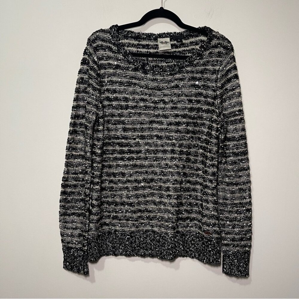 Harley-Davidson Women’s Metallic Black Knit biker grunge casual Sweater Size XL